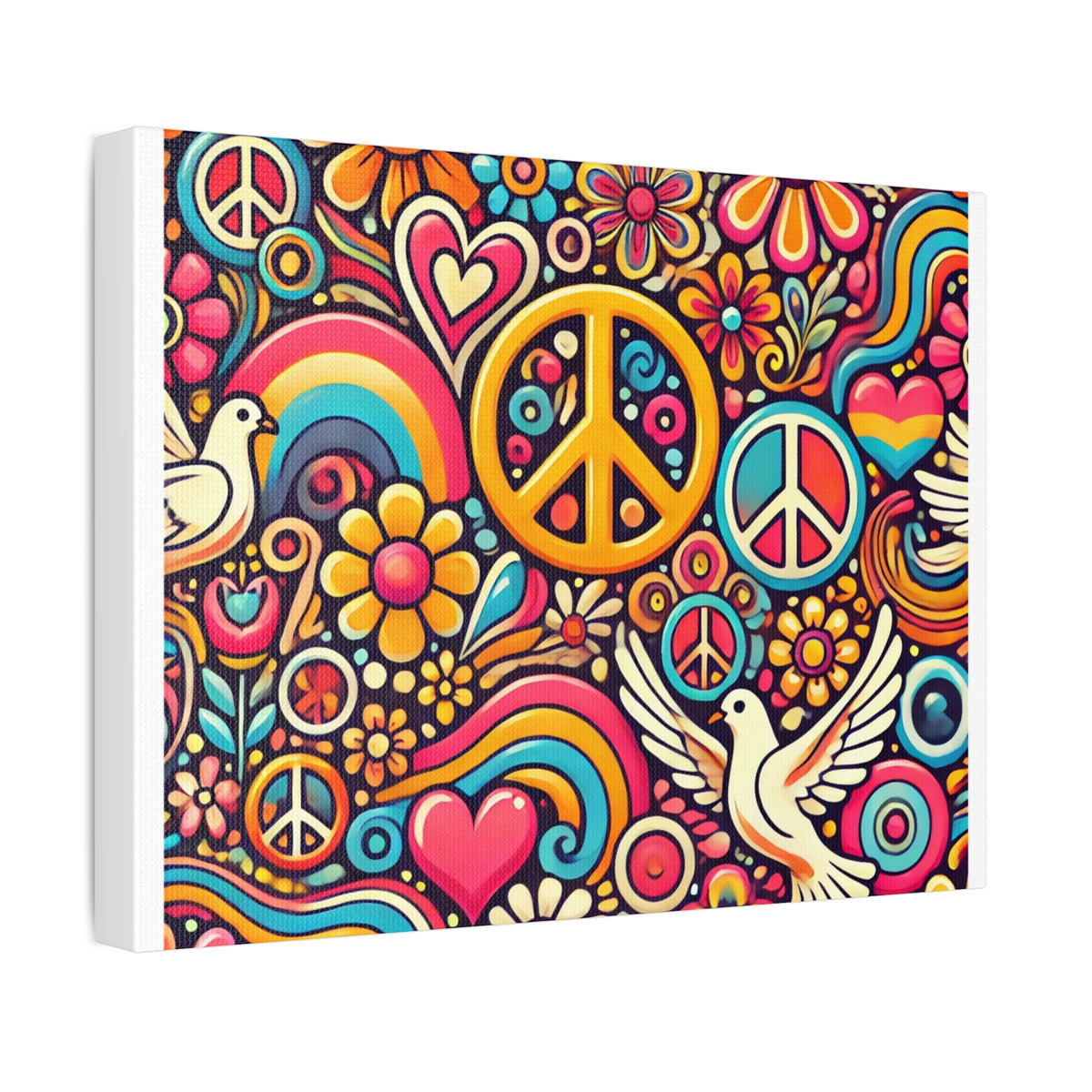Colorful Peace Floral Pattern Canvas Wall Art