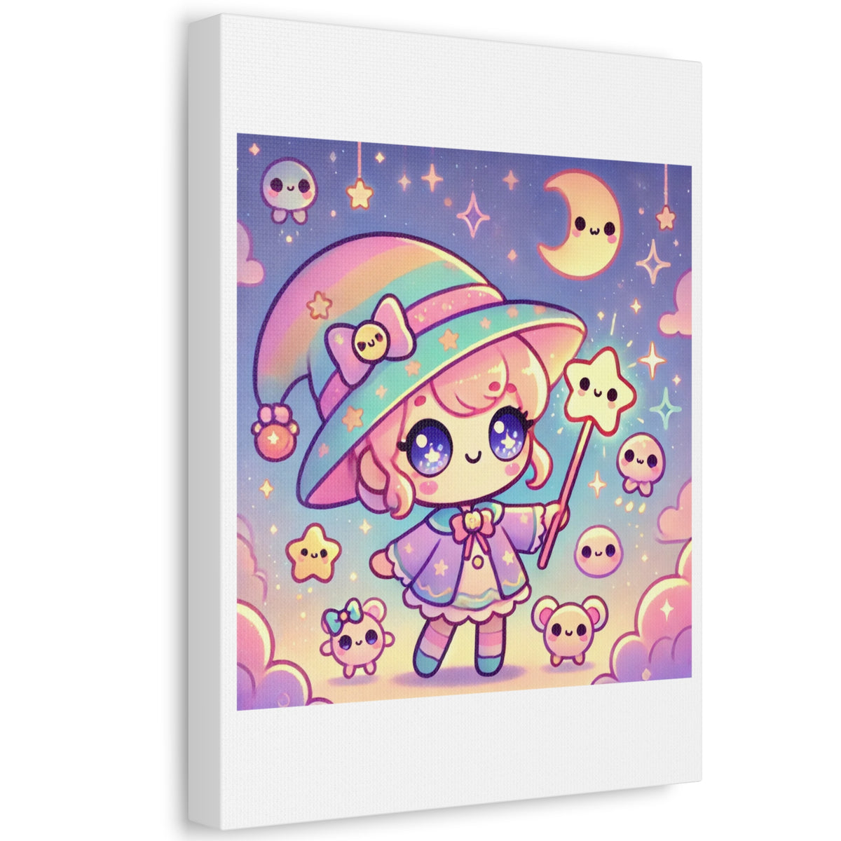 Kawaii Moon Wand Pastel Fantasy Canvas Wall Art