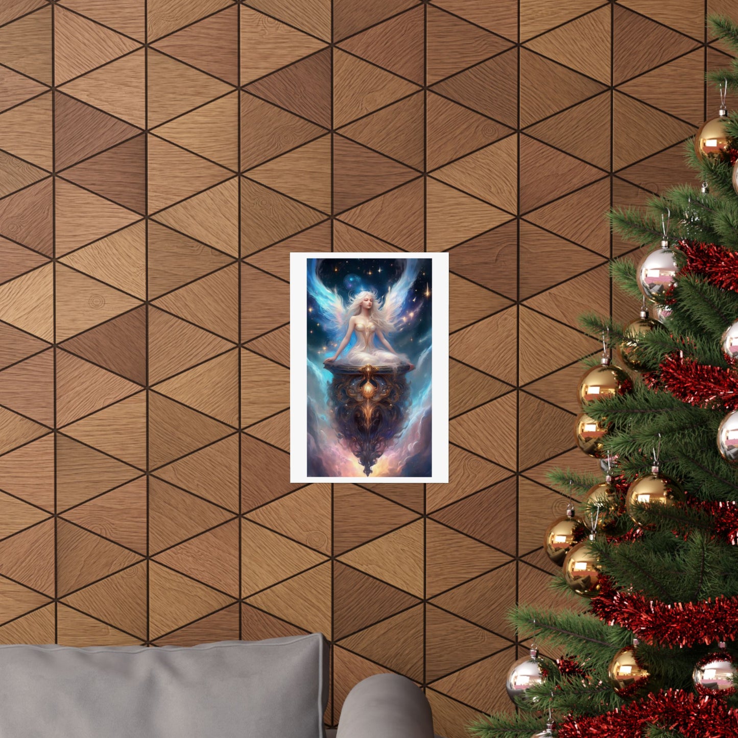Celestial Winged Meditation Fantasy Portrait Poster