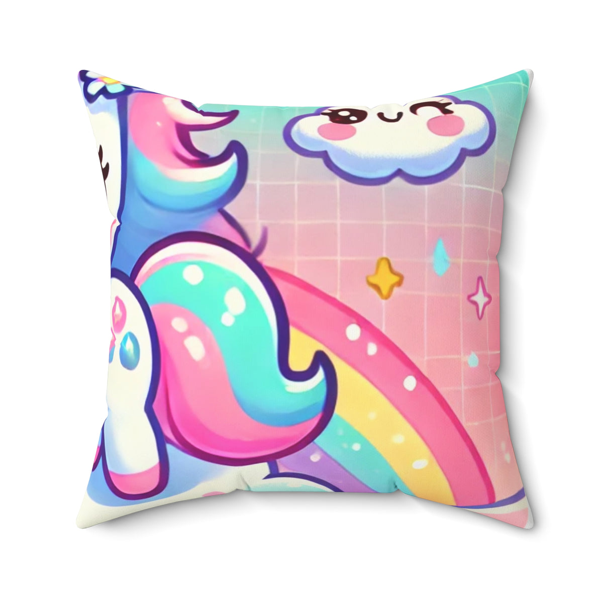 Pastel Rainbow Unicorn Cloud Kawaii Decorative Pillow
