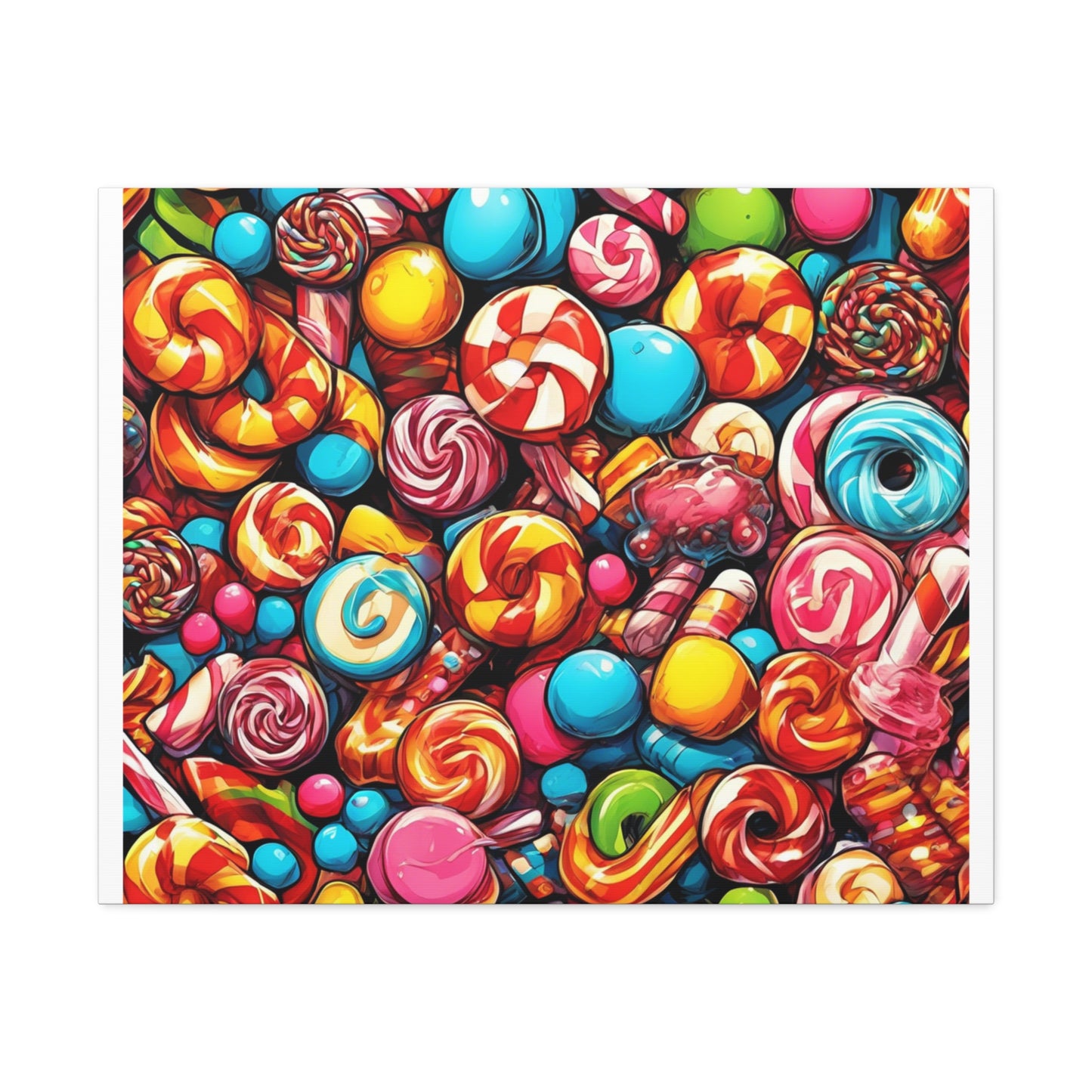 Colorful Candy and Lollipop Pattern Canvas
