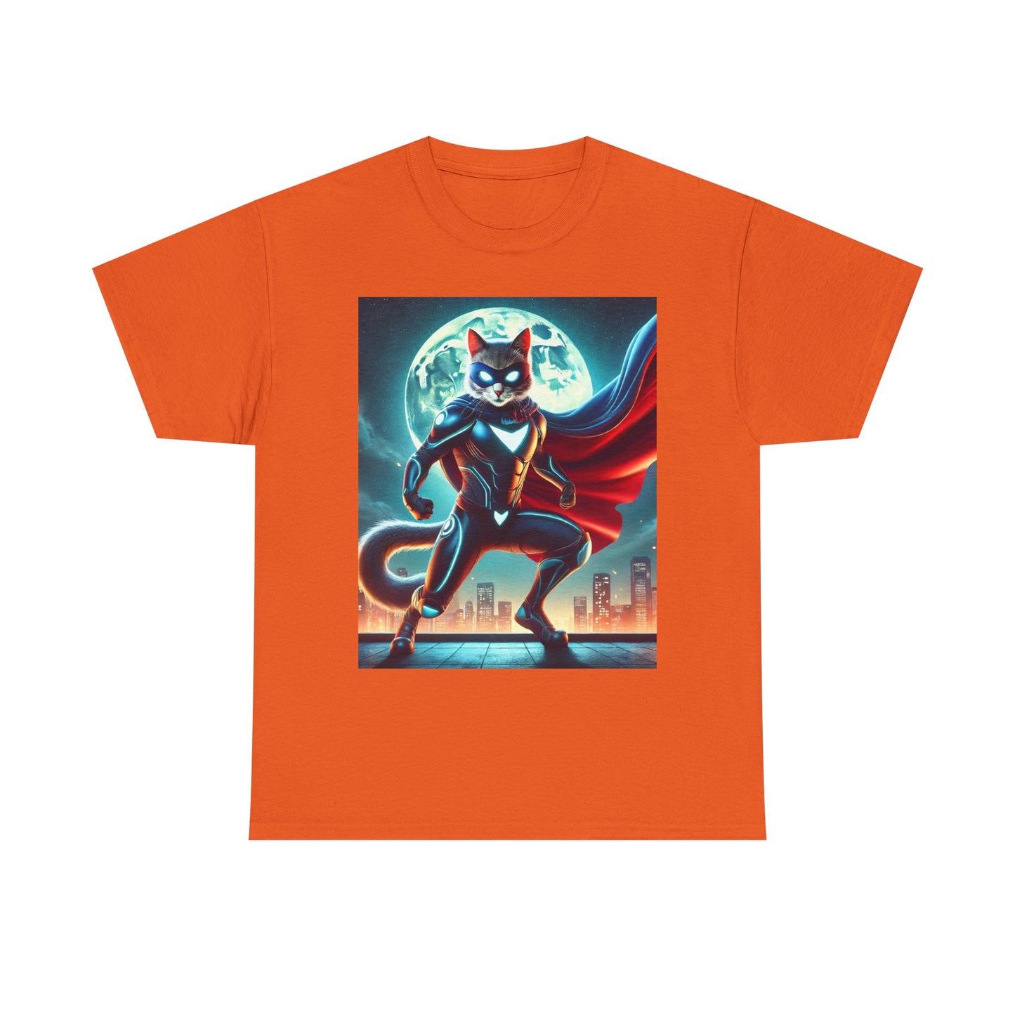 Superhero Cat T-Shirt Funny Graphic Tee with Cool Comic Style Design, Soft Cotton Casual Shirt Cat Lovers, Men, Women & Kids