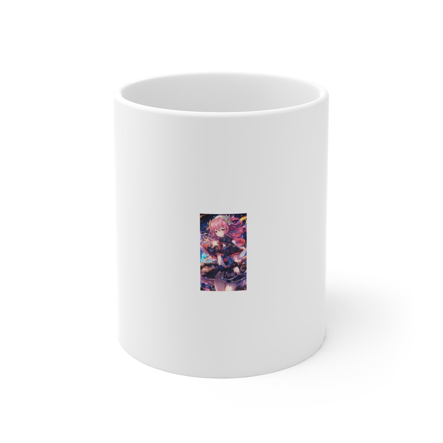 Pink Haired Fantasy Heroine Anime Portrait Coffee Mug