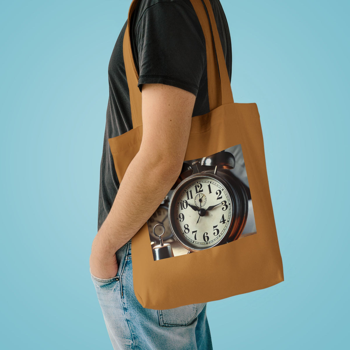 Vintage Alarm Clock Morning Routine Timekeeper Tote Bag