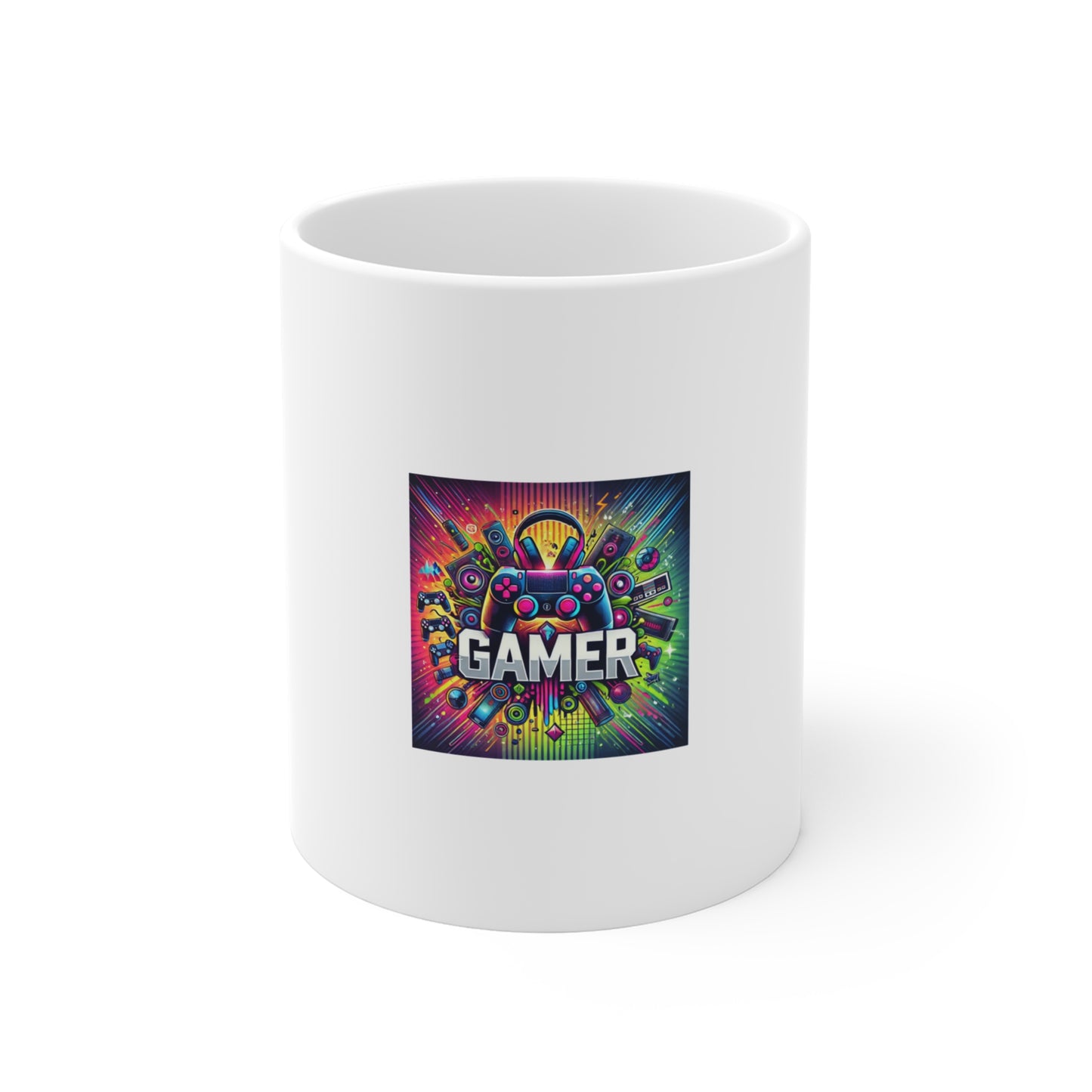 Neon Gamer Energy Retro Arcade Gaming Coffee Mug Gift