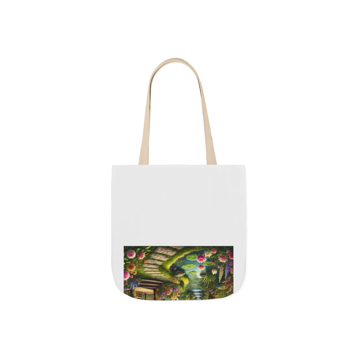Sunlit Rose Gazebo Cottage Garden Canvas Tote Bag