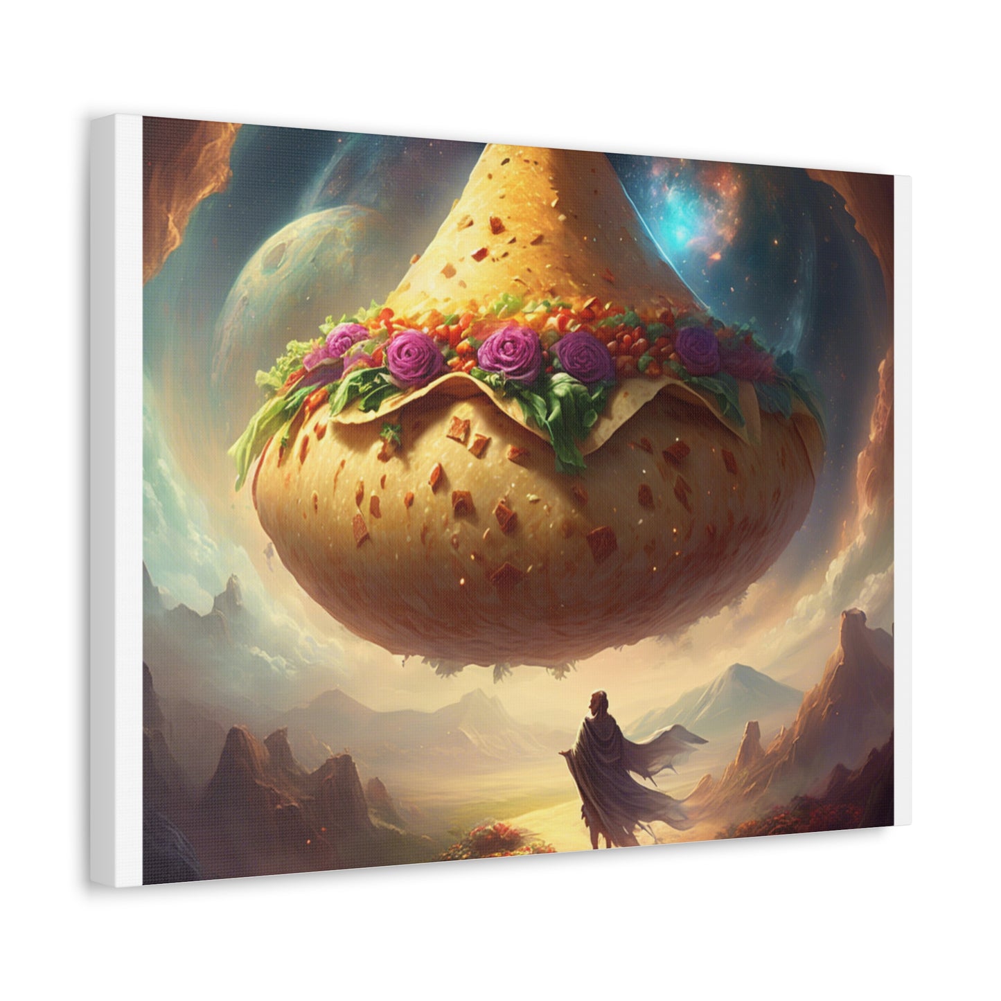 Cosmic Taco Planetoid Surreal Food Fantasy Art Canvas