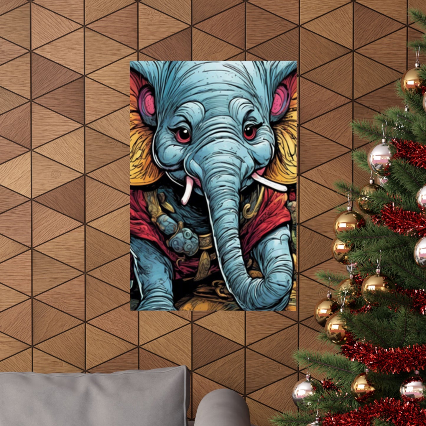 Colorful Elephant Garden Parade Wildlife Wall Art Poster