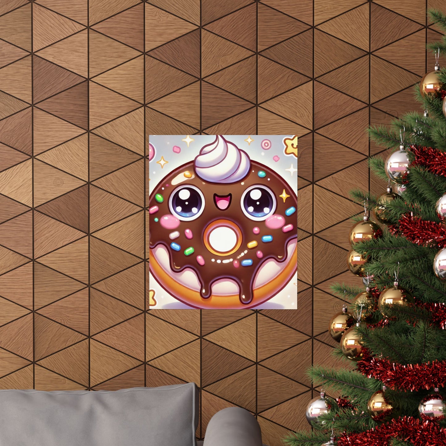 Kawaii Chocolate Donut Cute Dessert Art Poster