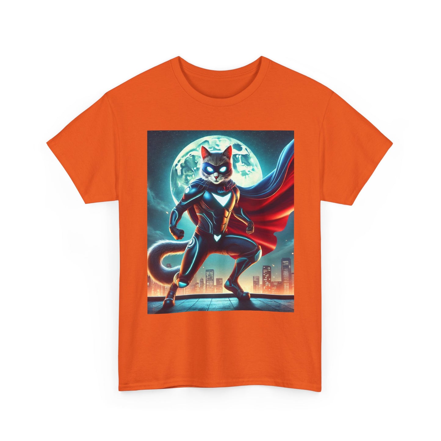 Superhero Cat T-Shirt Funny Graphic Tee with Cool Comic Style Design, Soft Cotton Casual Shirt Cat Lovers, Men, Women & Kids