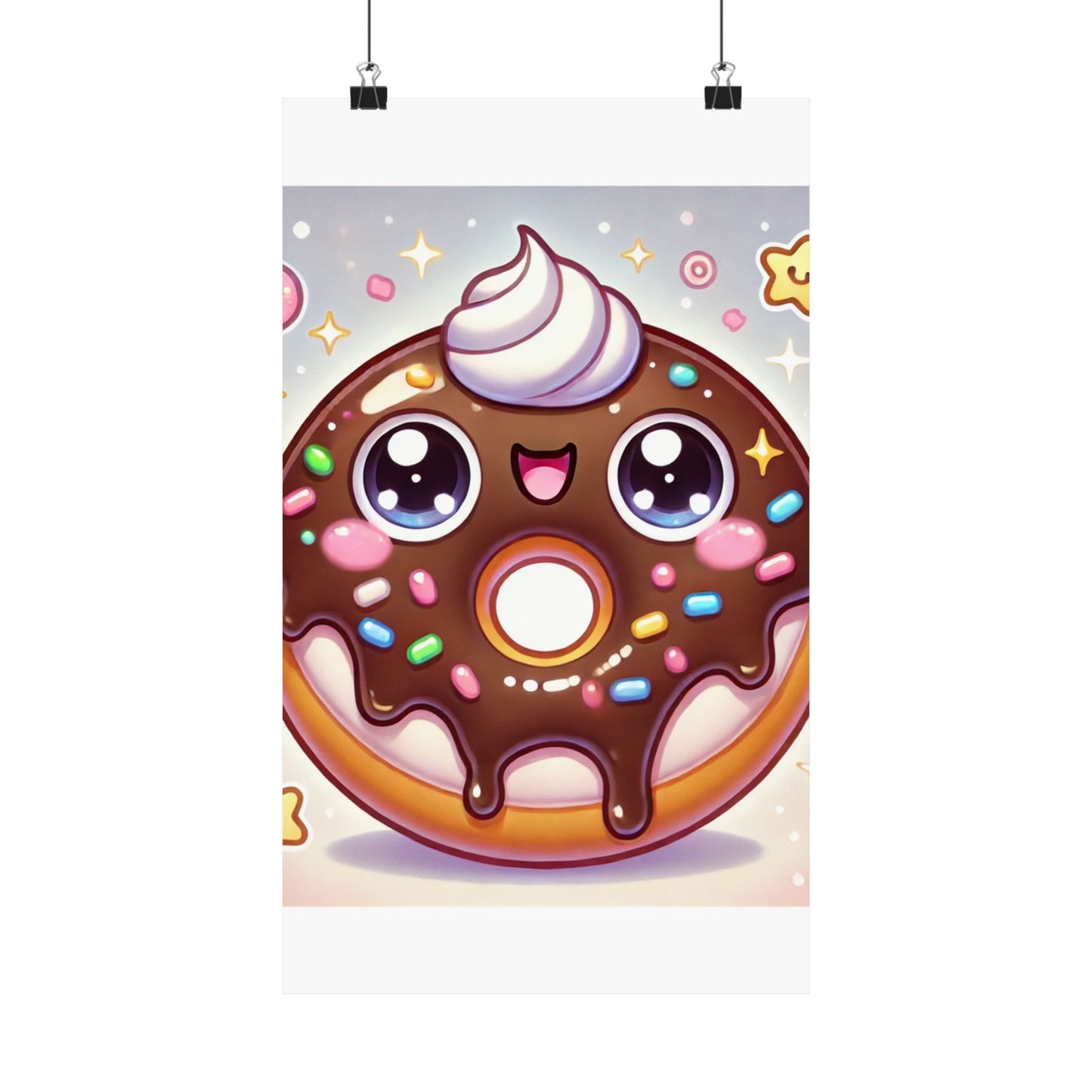 Kawaii Chocolate Donut Cute Dessert Art Poster