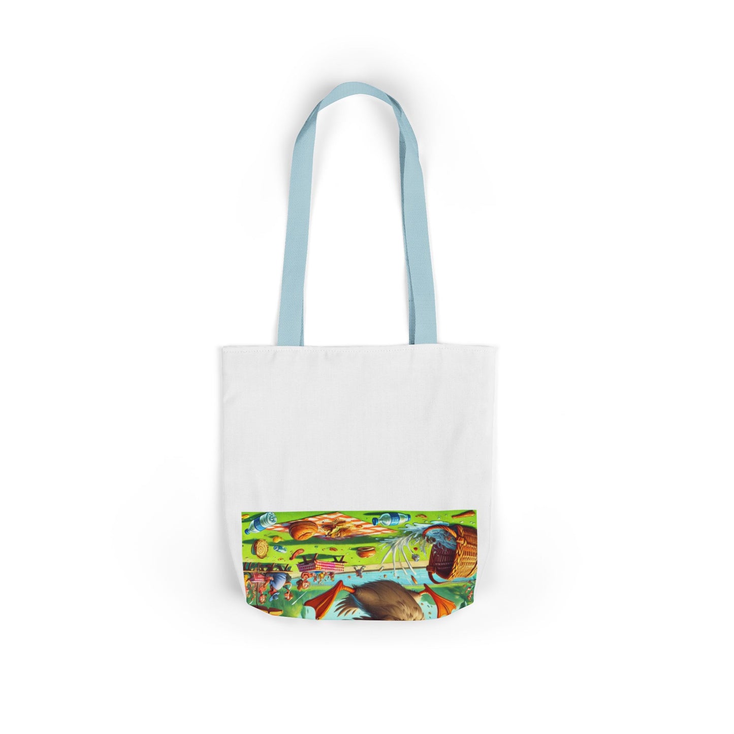 Chaotic Picnic Duck Funny Summer Canvas Tote Bag