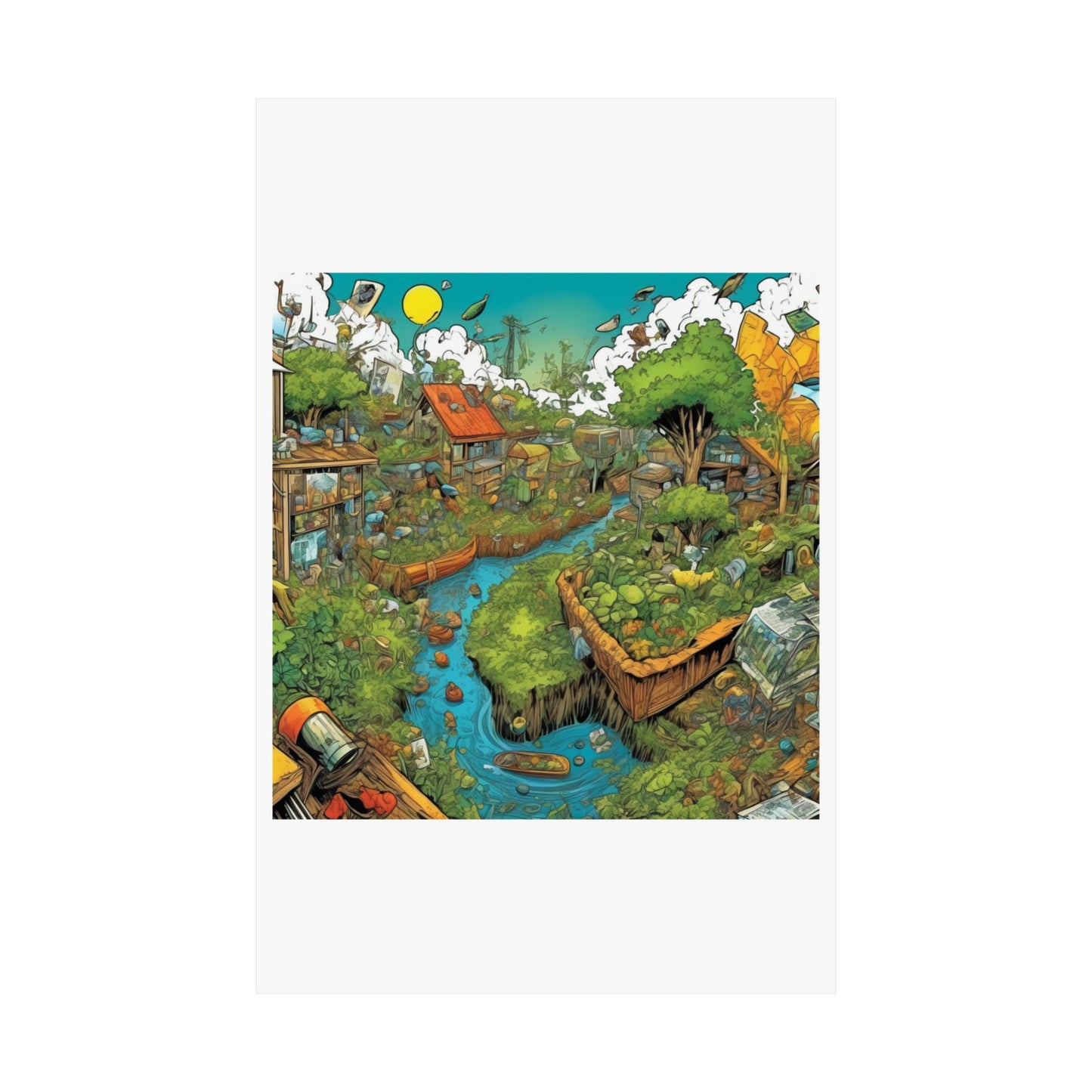 Whimsical Garden Stream Nature Gift Art Poster
