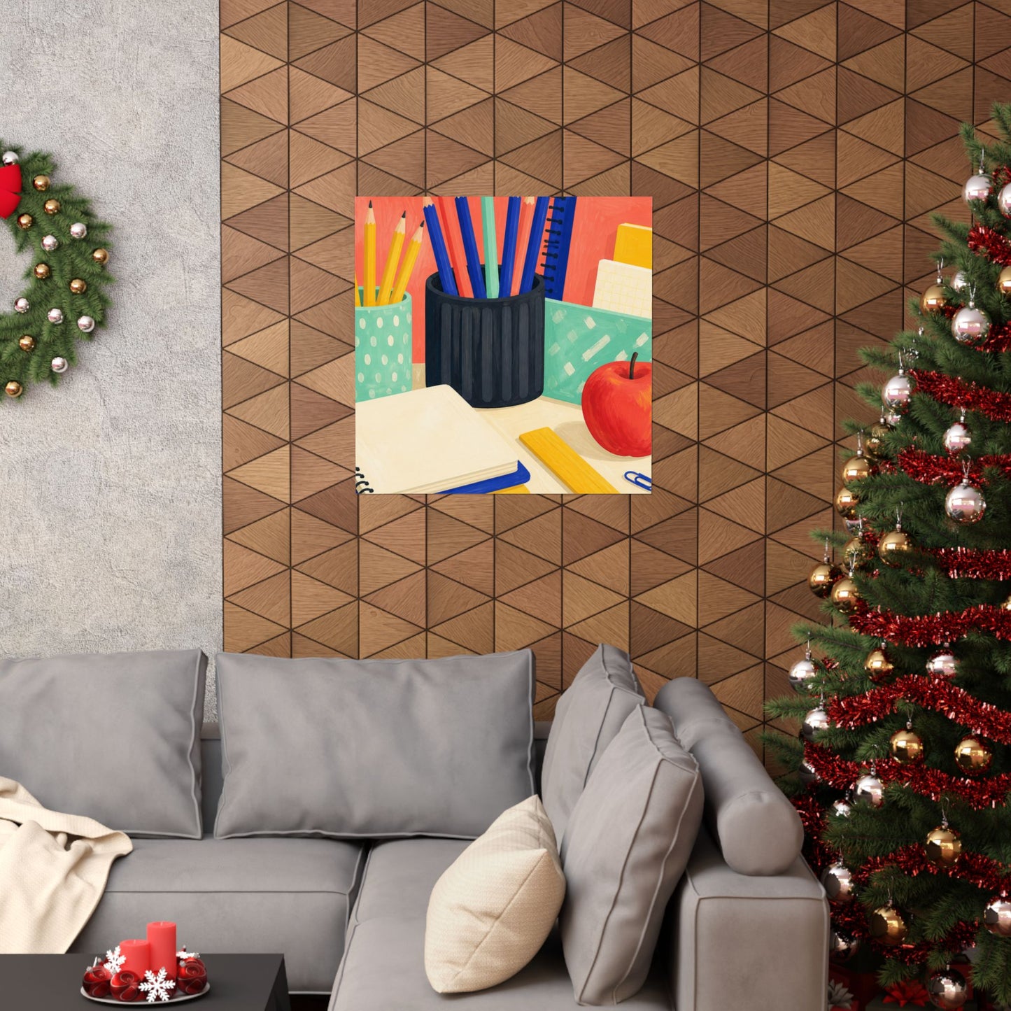 Colorful Teacher Desk Supplies Art Poster