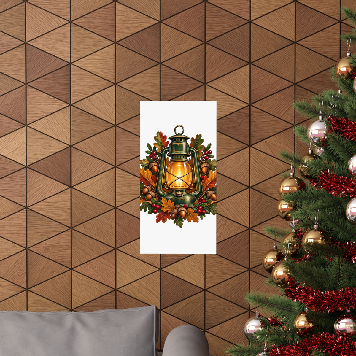 Autumn Oak Lantern and Acorns Poster