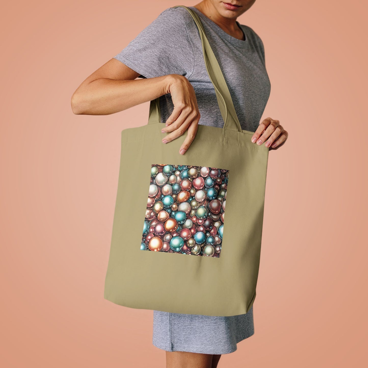 Rainbow Pearl Marble Abstract Gift Art Tote Bag