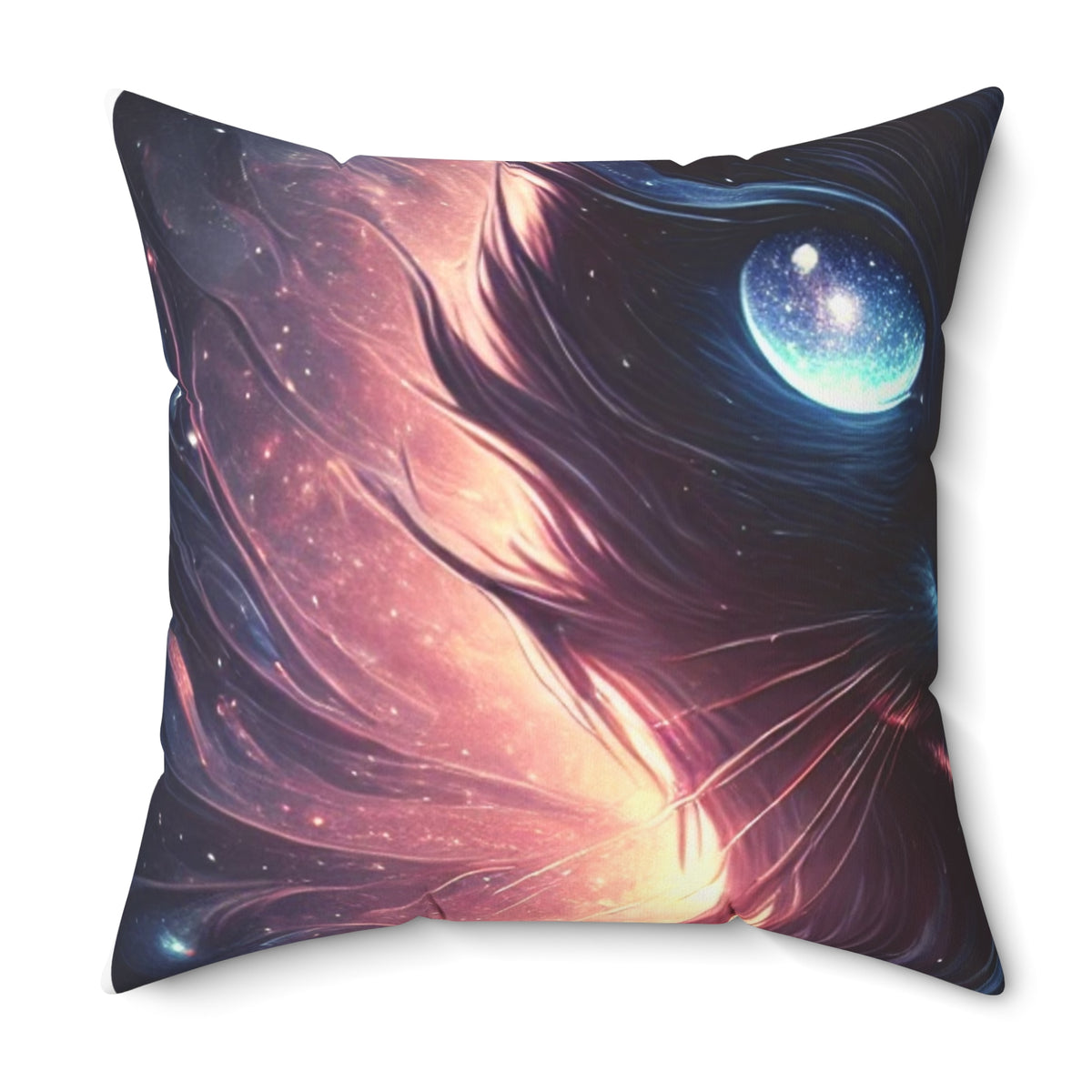 Cosmic Black Cat Galaxy Celestial Decorative Pillow