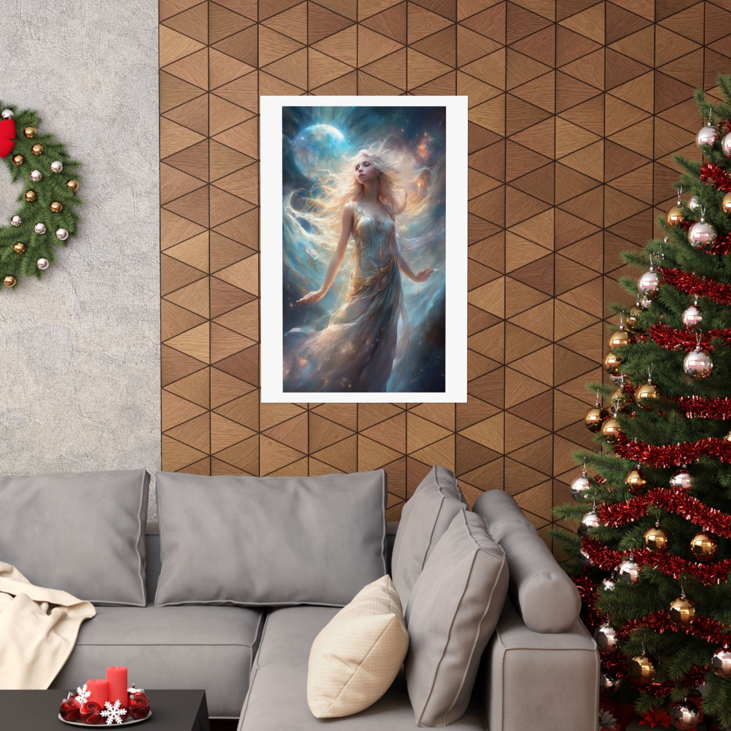 Moonlit Celestial Maiden Fantasy Portrait Poster