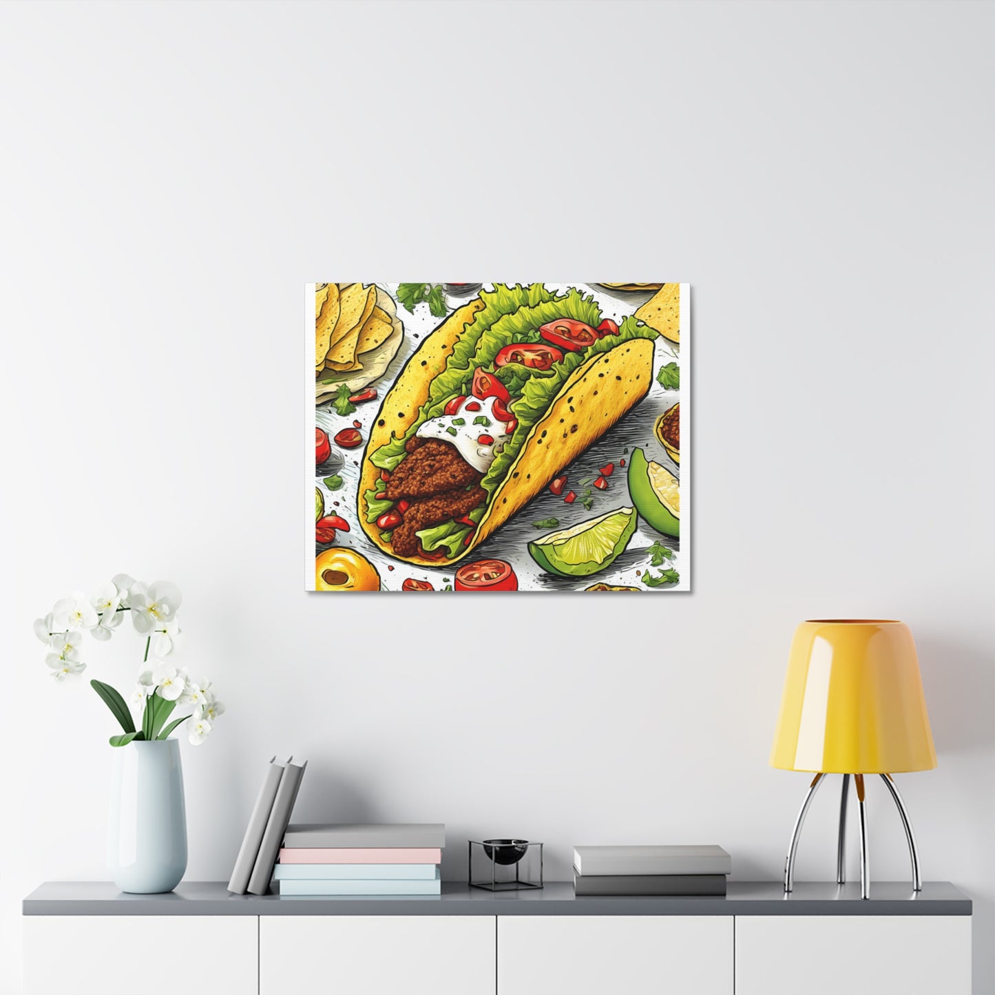 Bold Taco Illustration Foodie Gift Art Canvas