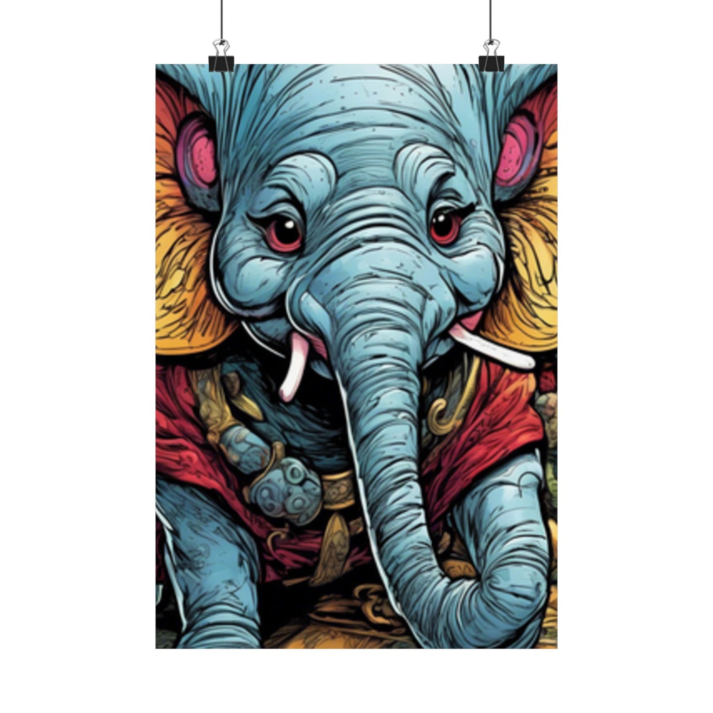Colorful Elephant Garden Parade Wildlife Wall Art Poster