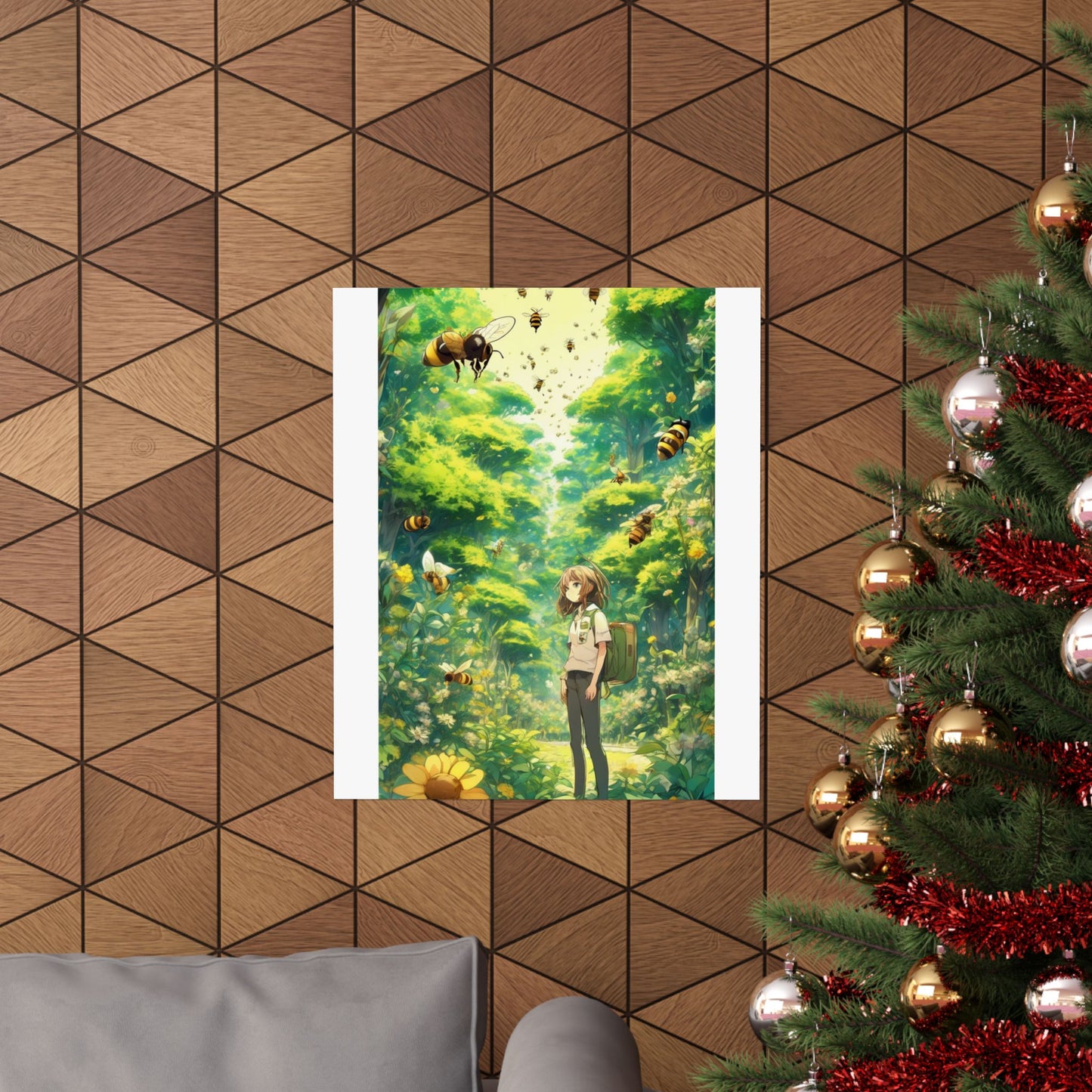 Bee Garden Explorer Anime Nature Art Poster