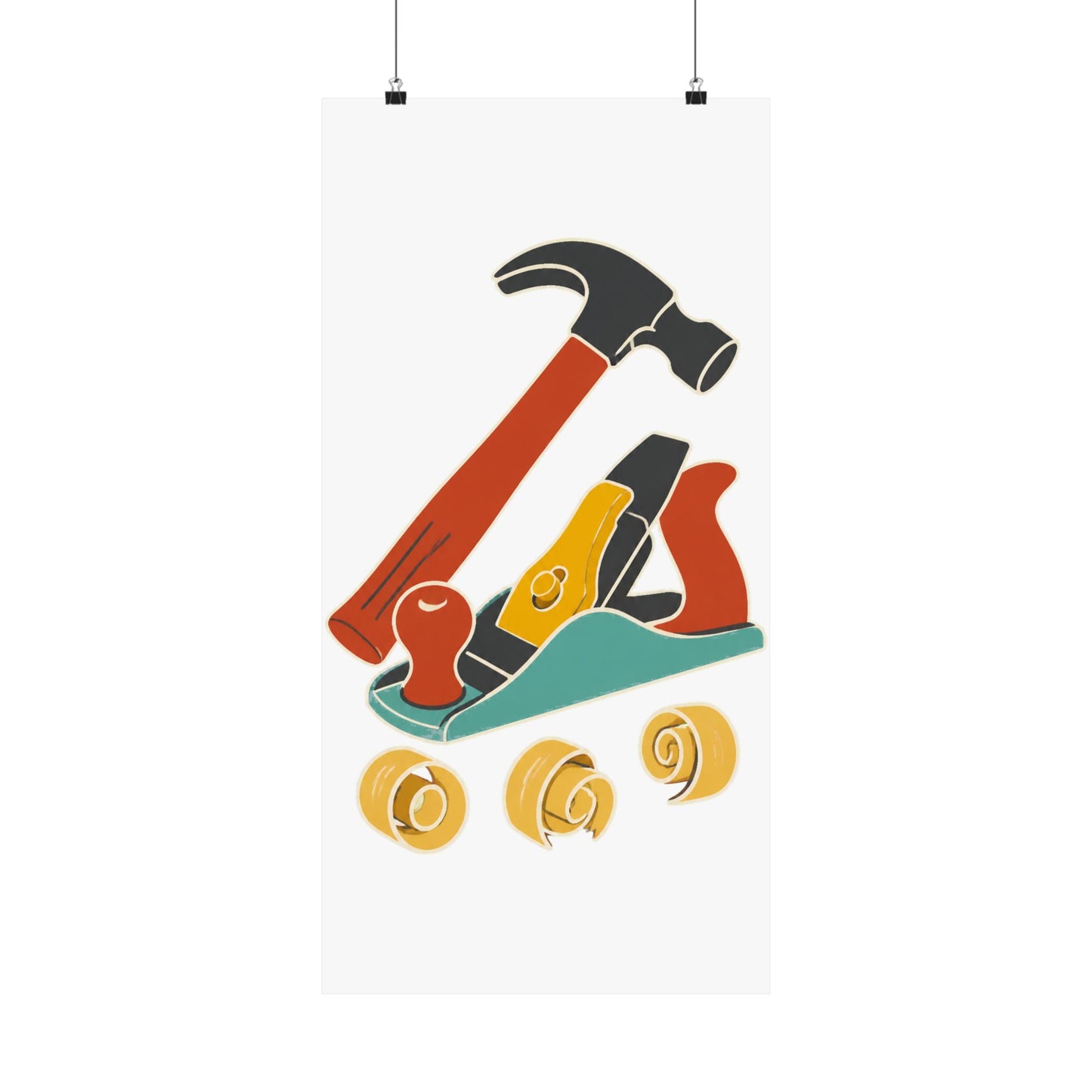 Carpenter Hammer Hand Plane Woodworking Art Poster
