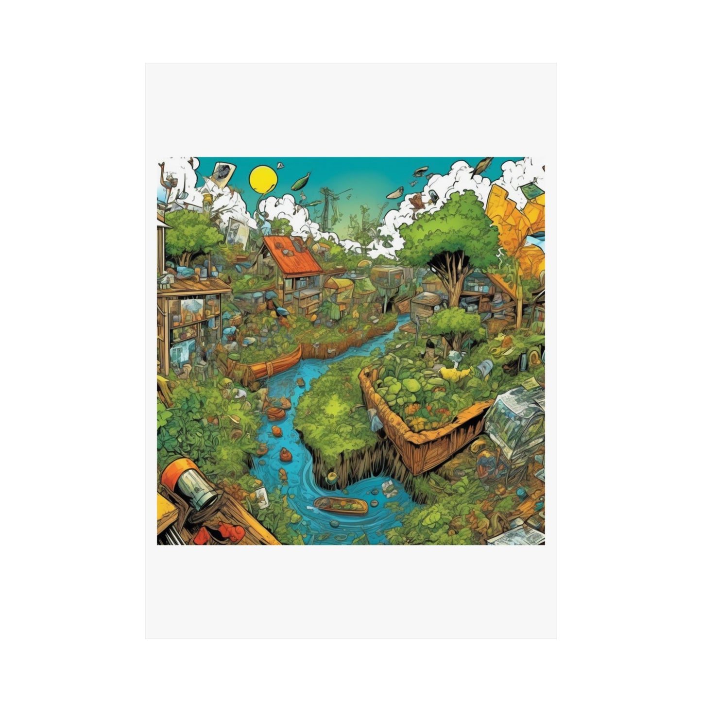 Whimsical Garden Stream Nature Gift Art Poster