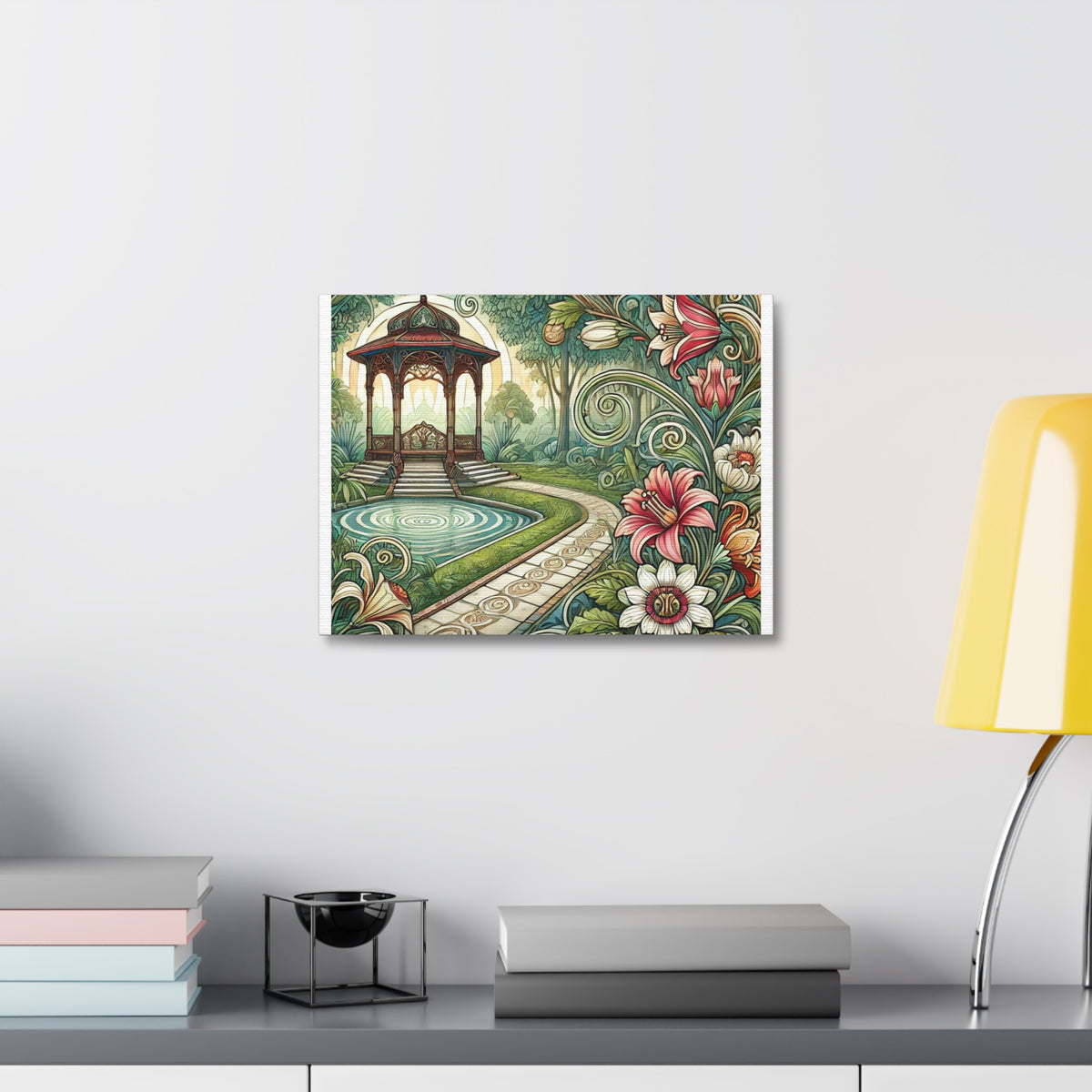 Botanical Gazebo Garden Art Nouveau Canvas Wall Art