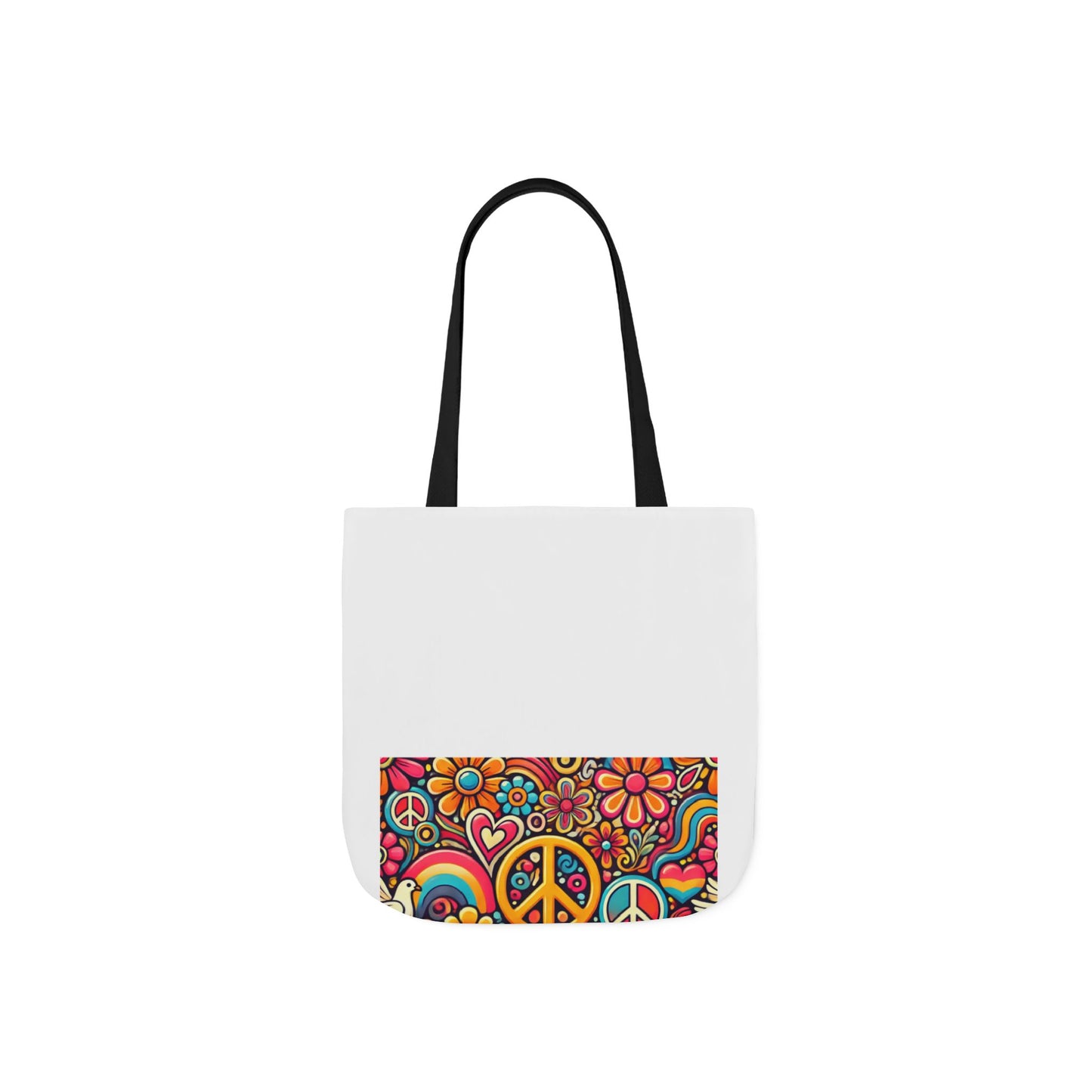 Colorful Peace Floral Pattern Canvas Tote Bag