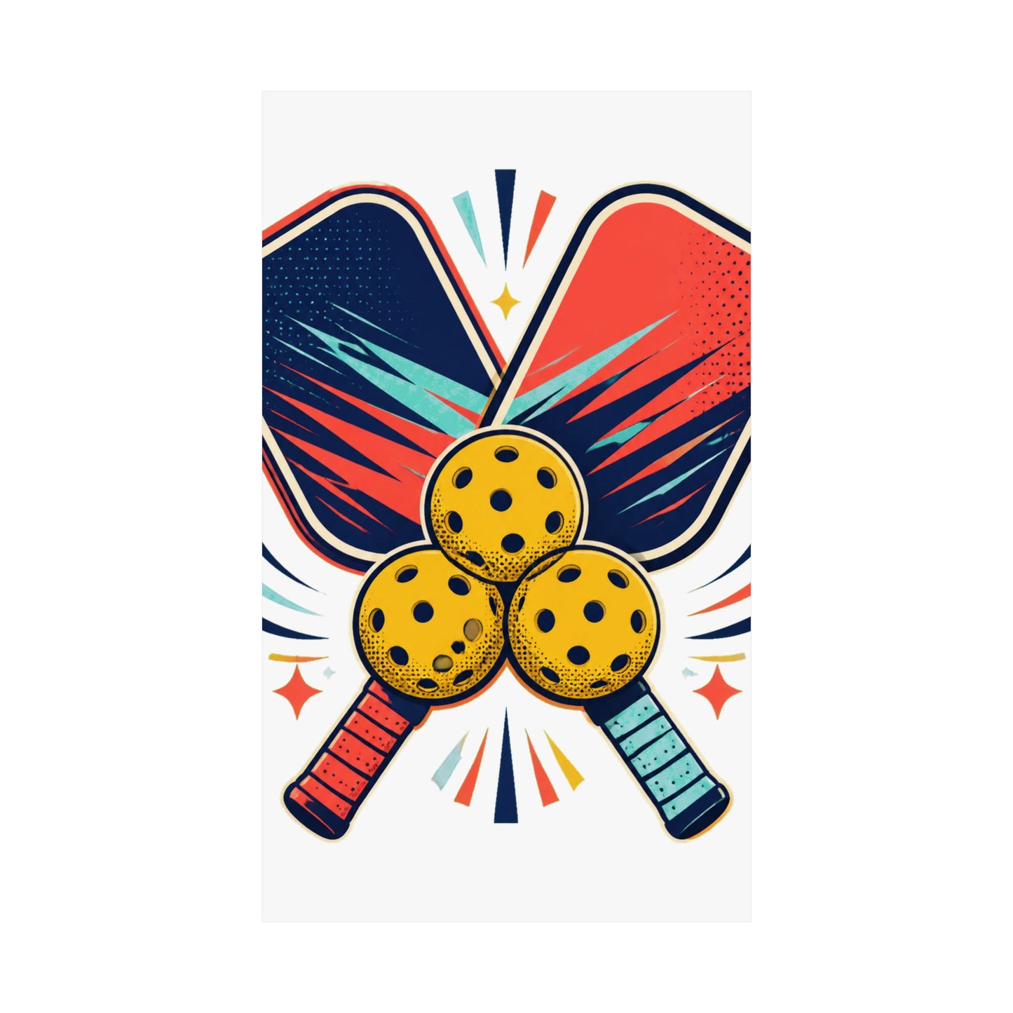 Retro Pickleball Paddles Recreational Sports Art Poster