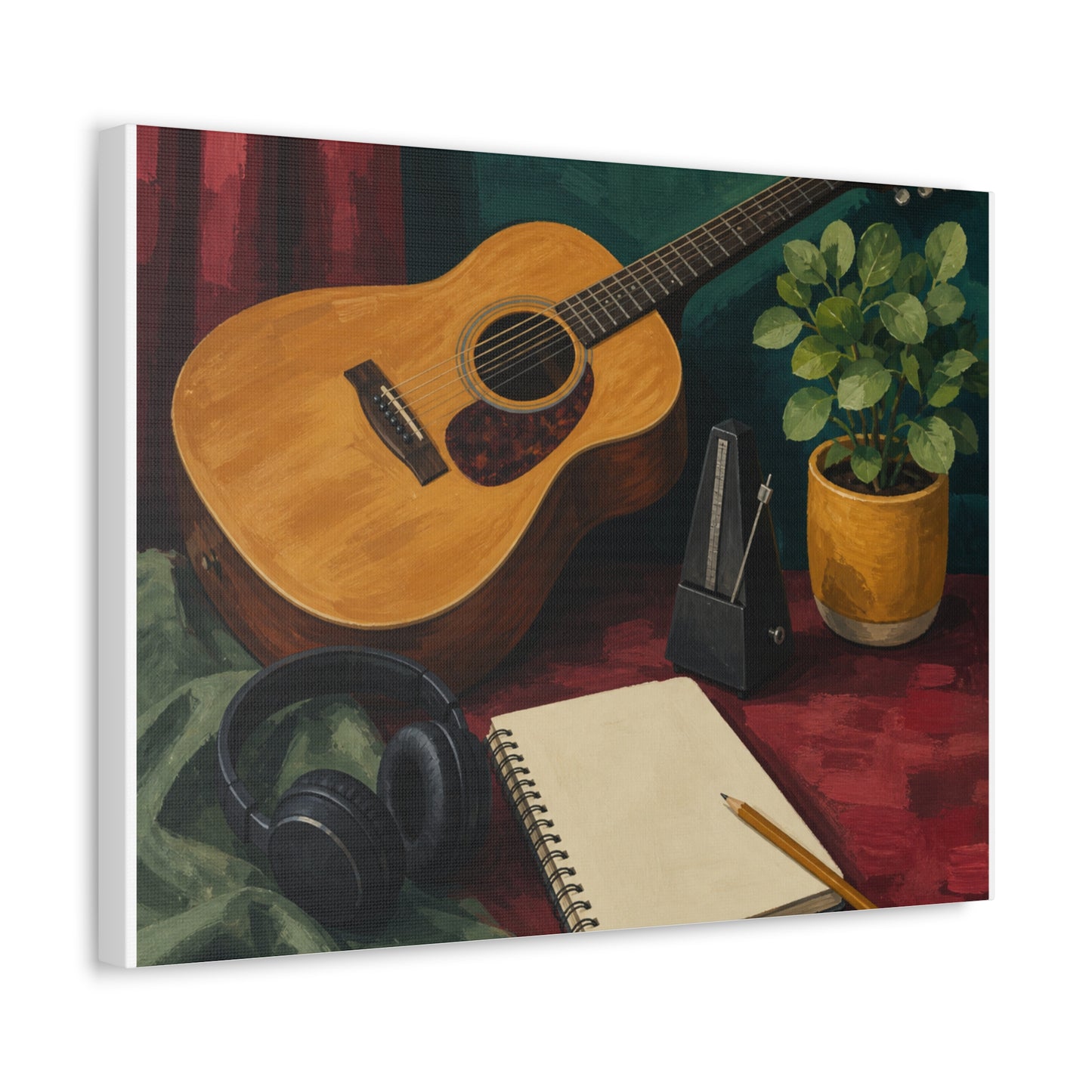 Cozy Acoustic Music Practice Art Canvas Art