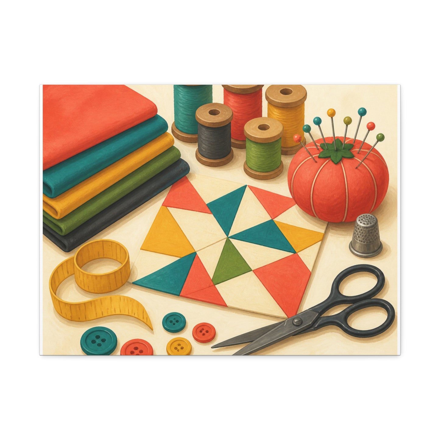 Colorful Sewing and Quilting Hobby Canvas Art