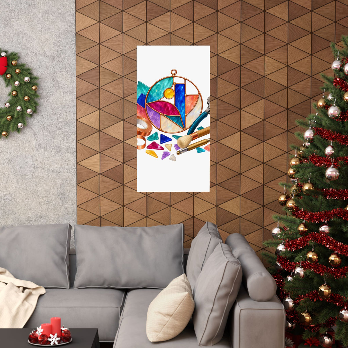 Abstract Stained Glass Suncatcher Workshop Poster