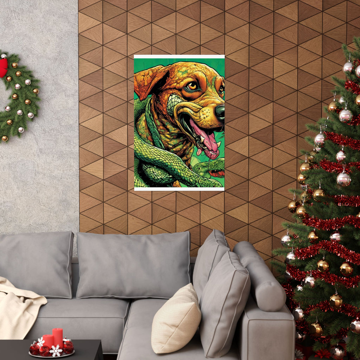 Serpent Guardian Dog Bold Fantasy Creature Art Poster
