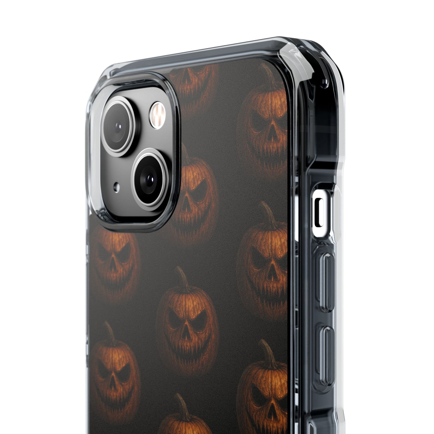 Magnet Cover, Halloween Pumpkin Spooky Phone Case, Horror Jack-O-Lantern Black Case, Magnetic Clear Impact Cover, Scary Cellphone Slim