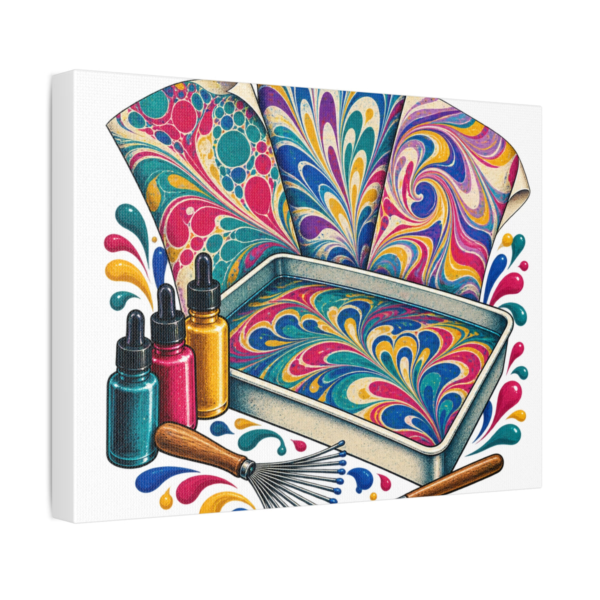 Colorful Paper Marbling Workshop Canvas