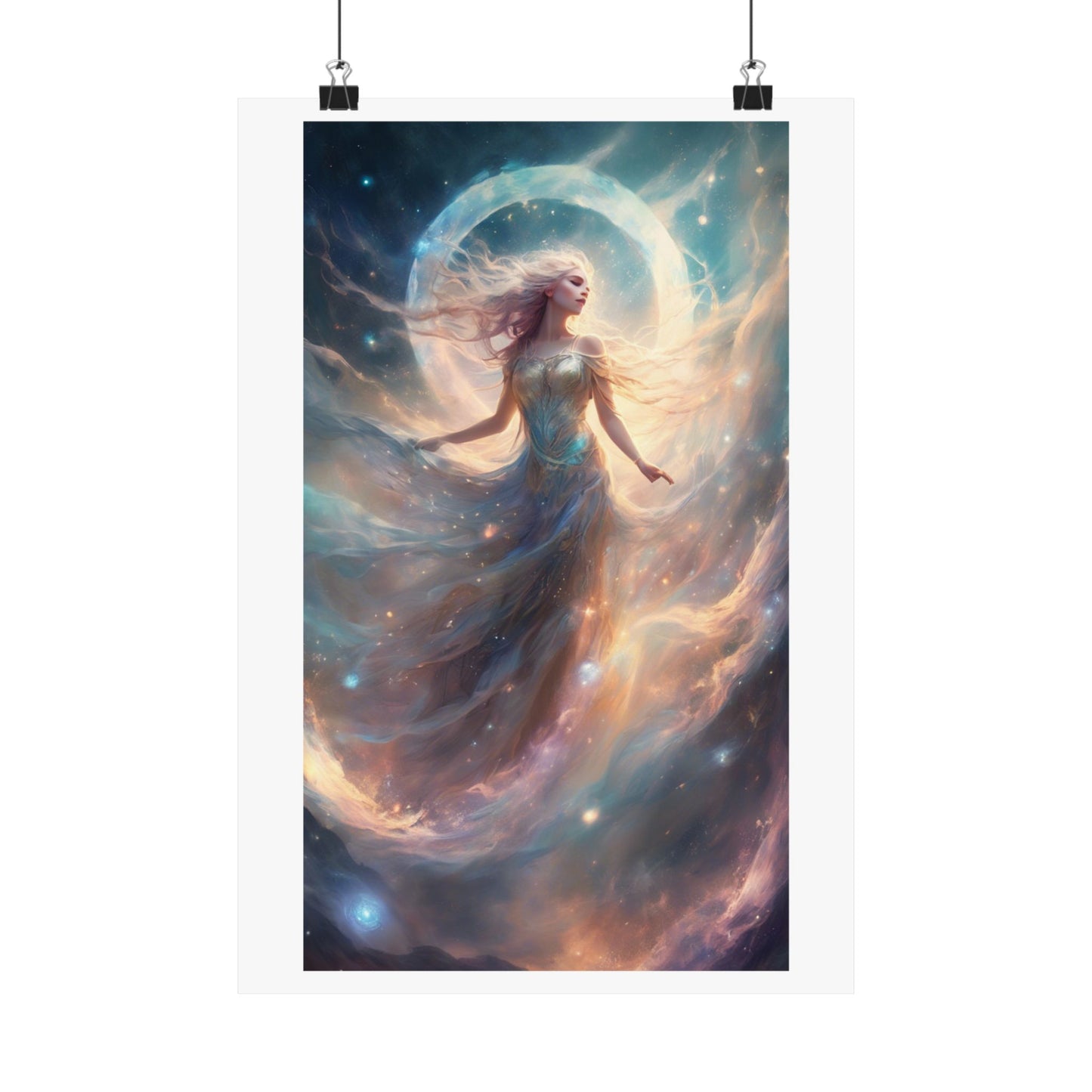 Moonlit Celestial Dancer Fantasy Portrait Poster