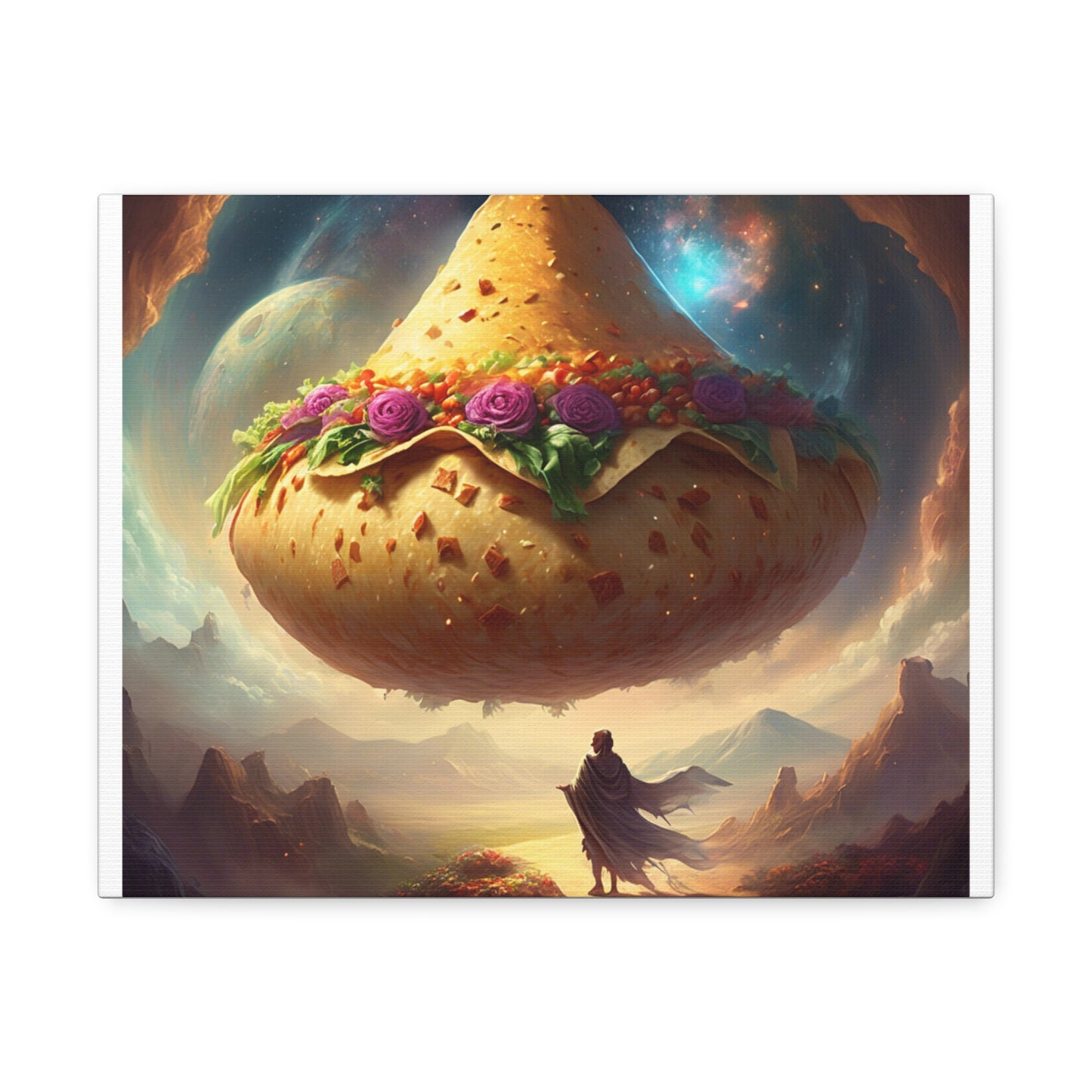 Cosmic Taco Planetoid Surreal Food Fantasy Art Canvas
