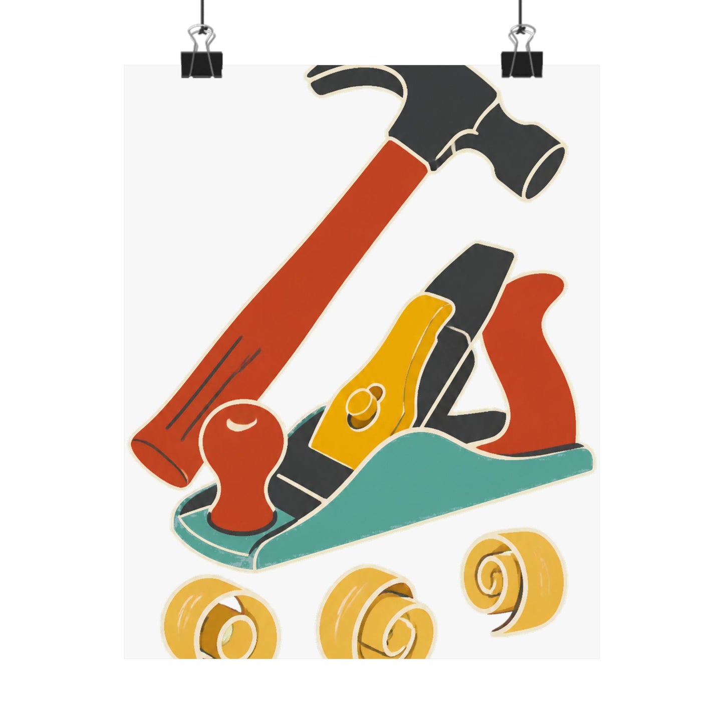 Carpenter Hammer Hand Plane Woodworking Art Poster