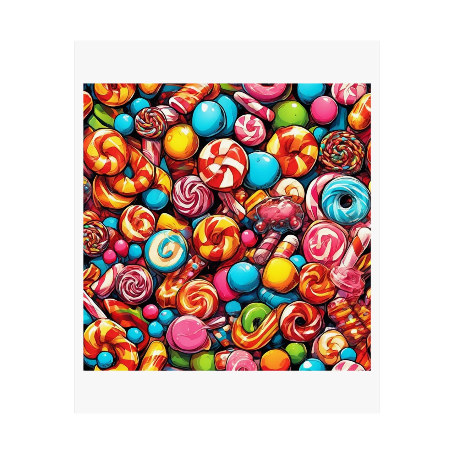 Colorful Candy and Lollipop Pattern Poster