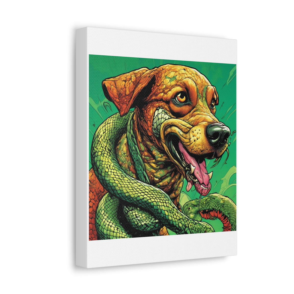 Serpent Guardian Dog Bold Fantasy Creature Canvas Art