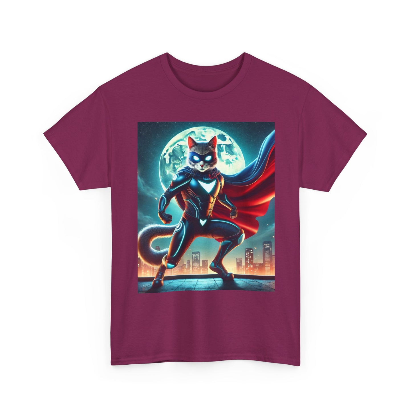 Superhero Cat T-Shirt Funny Graphic Tee with Cool Comic Style Design, Soft Cotton Casual Shirt Cat Lovers, Men, Women & Kids