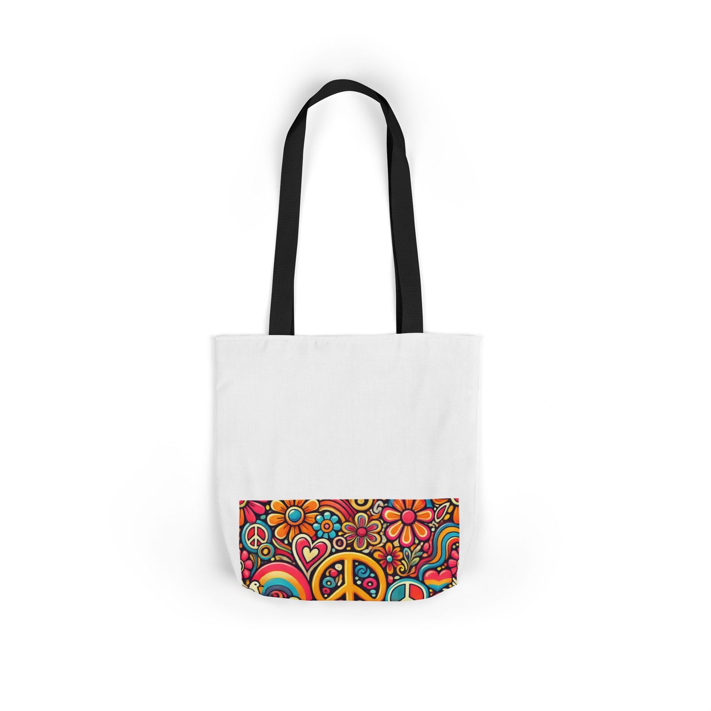 Colorful Peace Floral Pattern Canvas Tote Bag