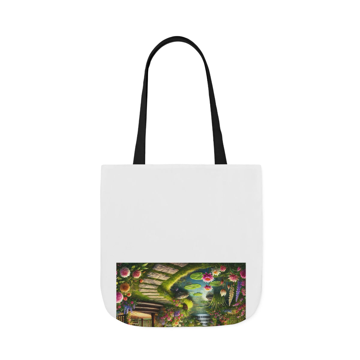 Sunlit Rose Gazebo Cottage Garden Canvas Tote Bag