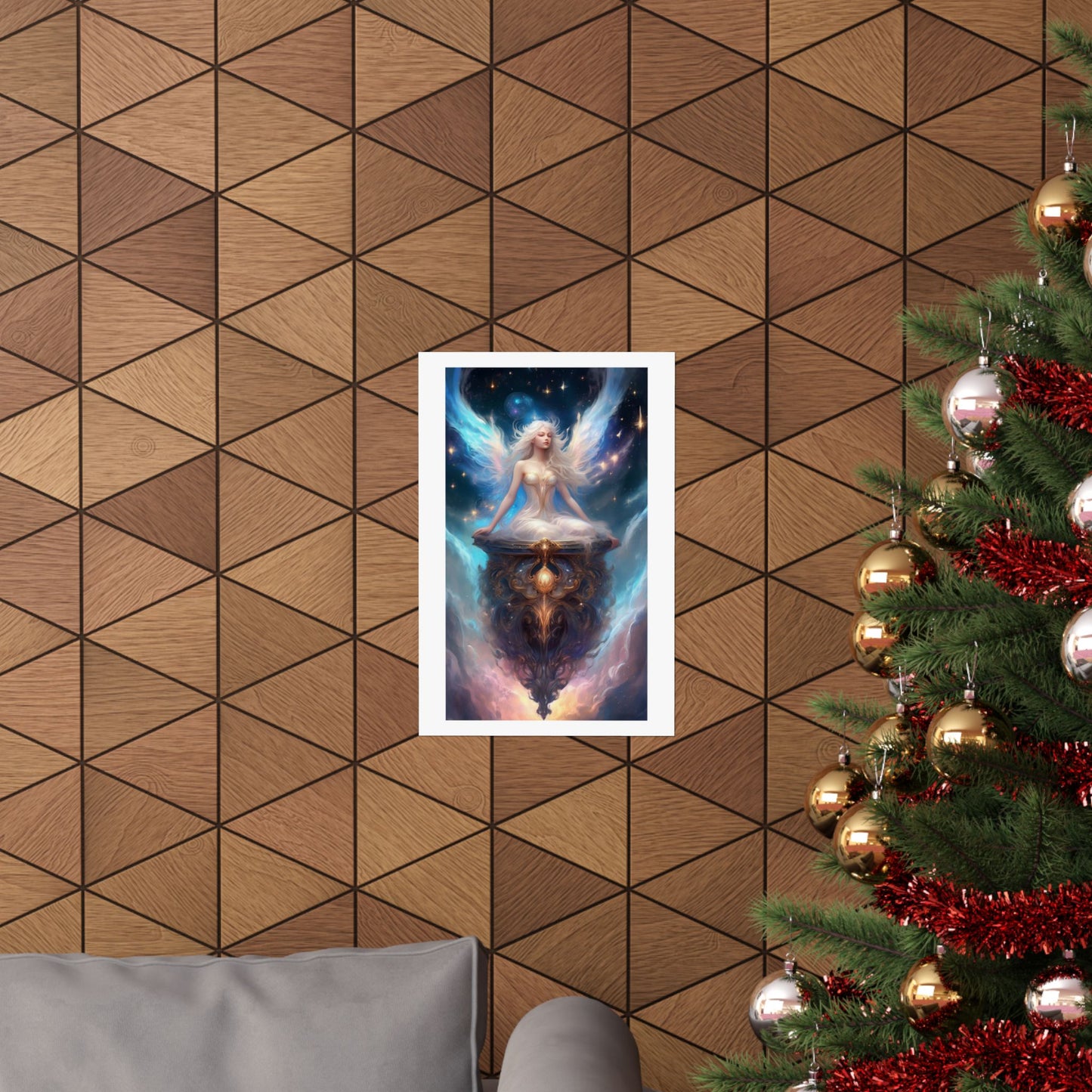 Celestial Winged Meditation Fantasy Portrait Poster