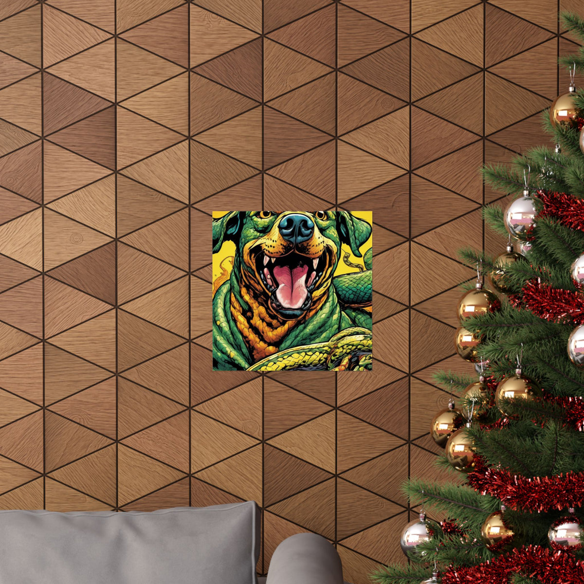 Surreal Serpent Hound Dark Fantasy Wall Art Poster