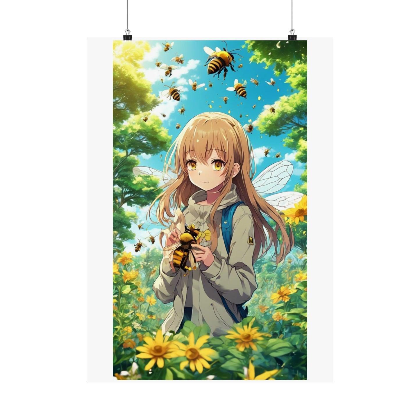 Bee Fairy Garden Anime Nature Art Poster