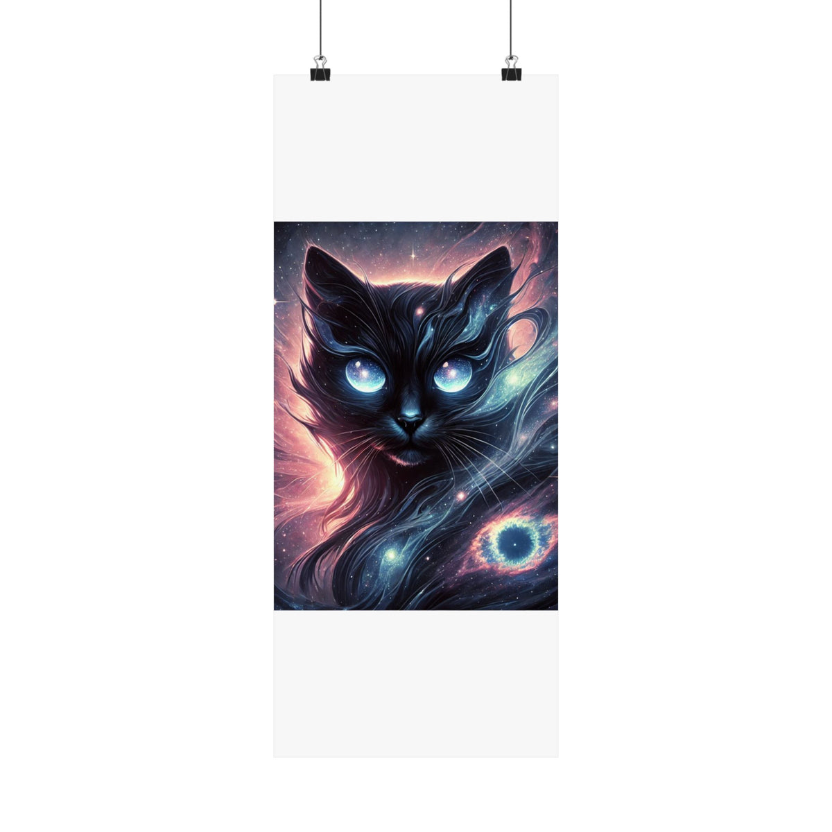 Cosmic Black Cat Galaxy Celestial Wall Art Poster