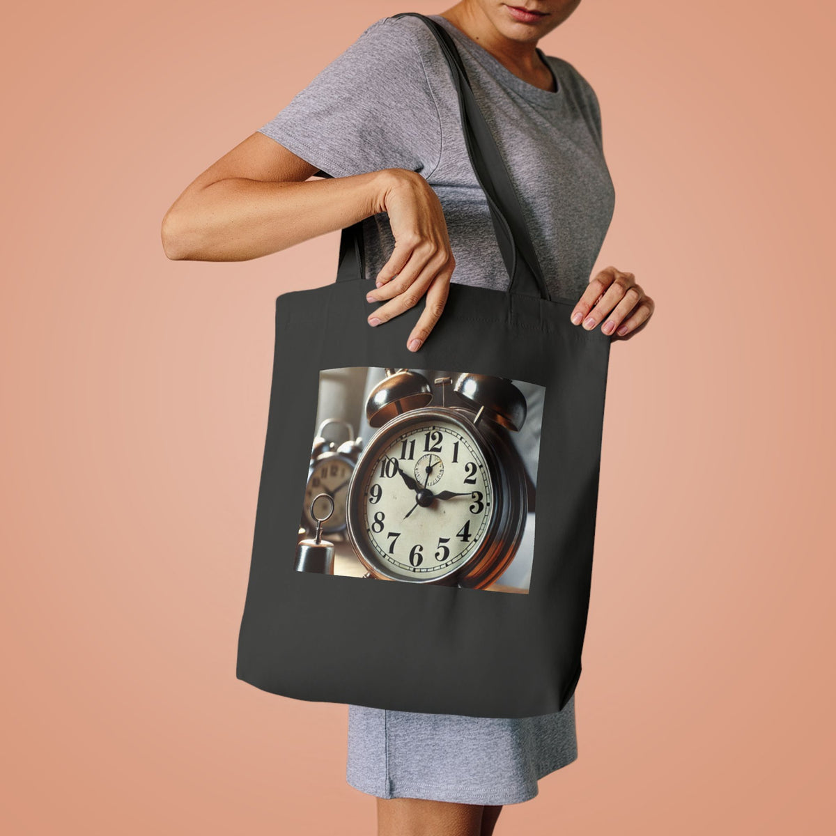 Vintage Alarm Clock Morning Routine Timekeeper Tote Bag