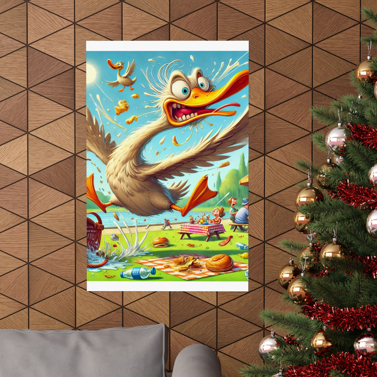 Chaotic Picnic Duck Funny Summer Wall Art Poster